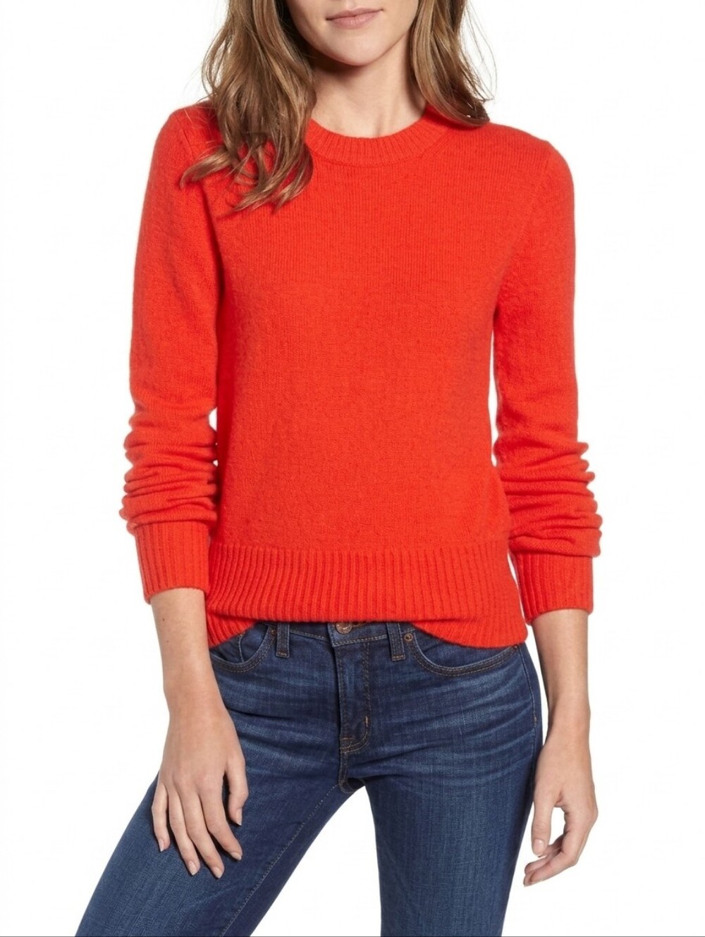 J CREW Crewneck Sweater In Extra-Soft Yarn Red Cozy Holiday Christmas Size XL